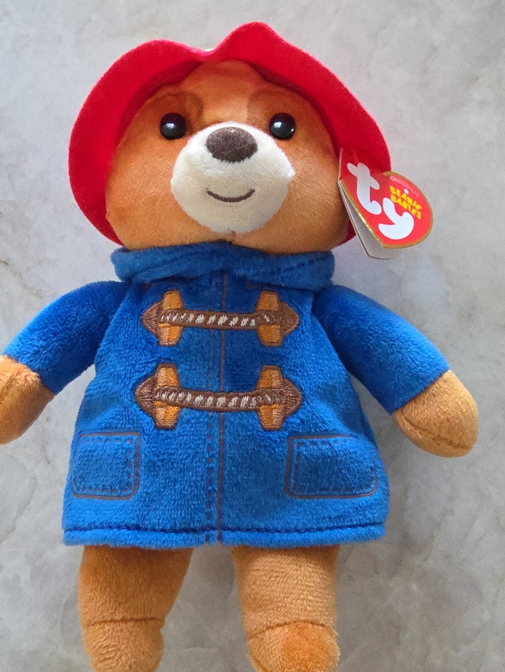 Ty Paddington Bear Plush in Blue Coat and Red Hat